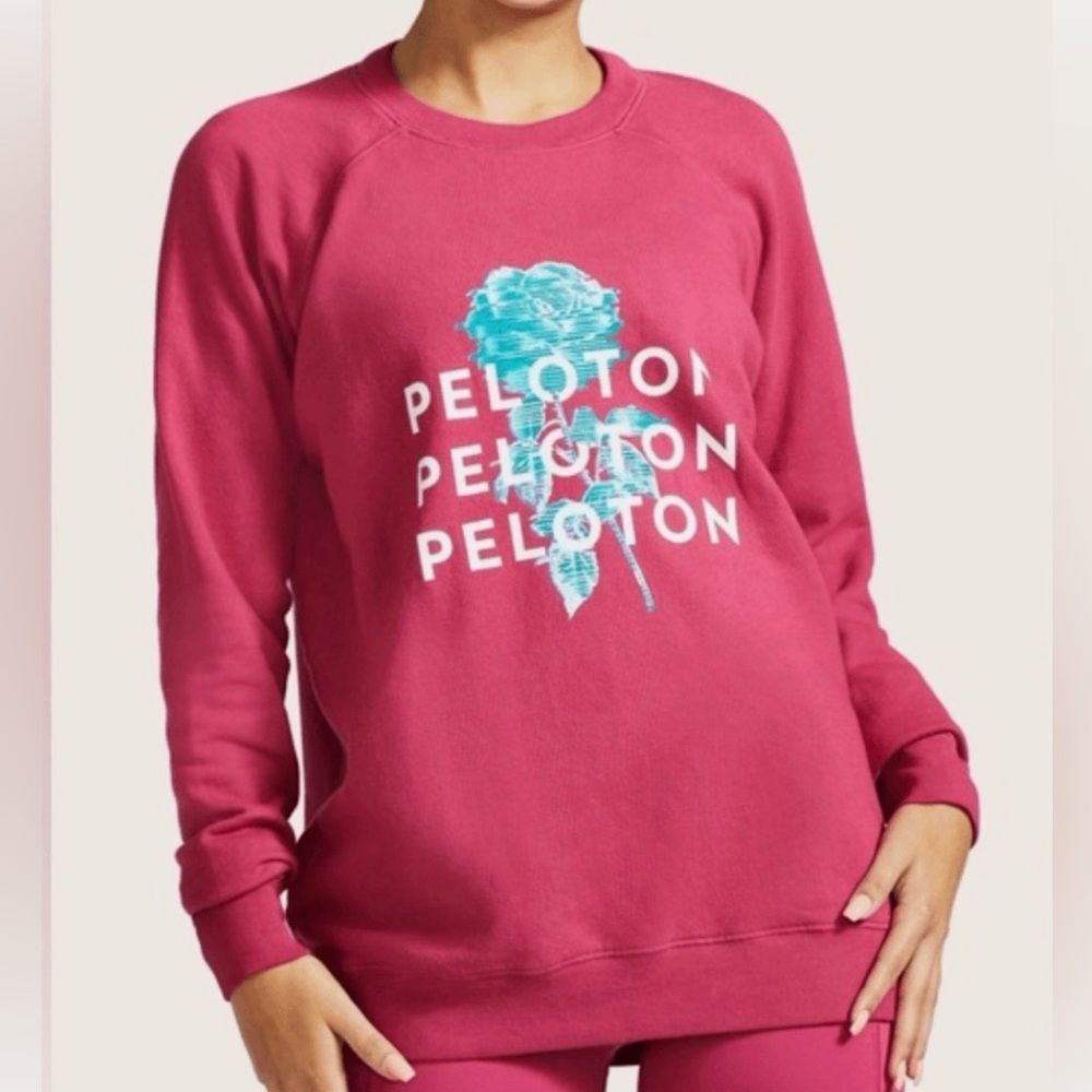 Peloton Everyday Oversized Cotton Crewneck Sweatshirt In Fuchsia Size Small